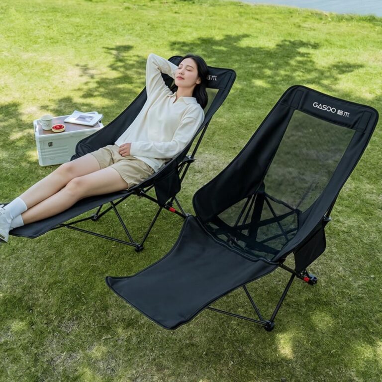 Outdoor Camping Tables and Chairs Adjustable 4-Position Reclining Camping Chair with Footrest, Breathable Honeycomb Mesh High Back Foldable Lawn Lounge Chair, Heavy Duty 240lbs Portable Beach Picnic Fishing Outdoor Fold Recliner Chair