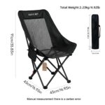 Outdoor Camping Tables and Chairs High Back Foldable Recliner Camping Chair, 4 Gear Adjustable Mesh Moon Chair with Head Support, Oversized 70cm Wide Seat Heavy Duty 220lbs Portable Outdoor Lawn Beach Picnic Fishing Chair for Adults