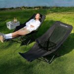 Outdoor Camping Tables and Chairs Adjustable 4-Position Reclining Camping Chair with Footrest, Breathable Honeycomb Mesh High Back Foldable Lawn Lounge Chair, Heavy Duty 240lbs Portable Beach Picnic Fishing Outdoor Fold Recliner Chair