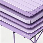 Outdoor Camping Tables and Chairs Lightweight Purple Outdoor Camping Table & Moon Chair Bundle, Waterproof Scratch Resistant Aluminum Folding Table, Stable Anti-Tip Foldable Mesh Chairs, Complete Portable Picnic Set for Family Camping, Fishing, Beach, Patio
