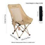 Outdoor Camping Tables and Chairs High Back Foldable Recliner Camping Chair, 4 Gear Adjustable Mesh Moon Chair with Head Support, Oversized 70cm Wide Seat Heavy Duty 220lbs Portable Outdoor Lawn Beach Picnic Fishing Chair for Adults