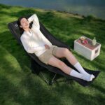 Outdoor Camping Tables and Chairs Adjustable 4-Position Reclining Camping Chair with Footrest, Breathable Honeycomb Mesh High Back Foldable Lawn Lounge Chair, Heavy Duty 240lbs Portable Beach Picnic Fishing Outdoor Fold Recliner Chair