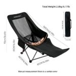 Outdoor Camping Tables and Chairs Adjustable 4-Position Reclining Camping Chair with Footrest, Breathable Honeycomb Mesh High Back Foldable Lawn Lounge Chair, Heavy Duty 240lbs Portable Beach Picnic Fishing Outdoor Fold Recliner Chair