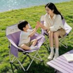 Outdoor Camping Tables and Chairs Lightweight Purple Outdoor Camping Table & Moon Chair Bundle, Waterproof Scratch Resistant Aluminum Folding Table, Stable Anti-Tip Foldable Mesh Chairs, Complete Portable Picnic Set for Family Camping, Fishing, Beach, Patio