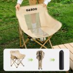 Outdoor Camping Tables and Chairs Low Back Mesh Moon Folding Camping Chair, Breathable Ventilated Net Backrest Portable Foldable Lawn Chair with Side Pocket & Carry Bag, Heavy Duty Anti-Tip Frame for Beach Fishing Picnic Travel Outdoor