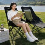 Outdoor Camping Tables and Chairs Adjustable 4-Position Reclining Camping Chair with Footrest, Breathable Honeycomb Mesh High Back Foldable Lawn Lounge Chair, Heavy Duty 240lbs Portable Beach Picnic Fishing Outdoor Fold Recliner Chair